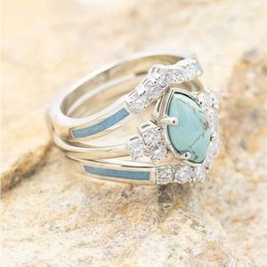 The Olivia Turquoise & Rhinestone Ring, Sz 6